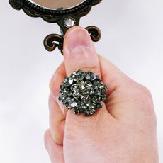 꽃송이 반지 럭셔리 크리스탈 빼곡 샤이닝 ring