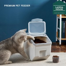 밀폐형 고양이 사료통 강아지 사료 보관통, 10L, 화이트