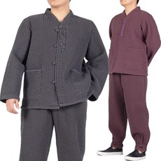 MM258 남자 겨울 사각자수 담누빔 저고리바지세트 생활한복 개량한복