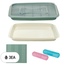씨밀렉스 김밥 재료 보관용기 + 쟁반형 뚜껑 + 김밥말이 + 김밥트레이 랜덤 발송 2p, 3세트, 그린 코랄