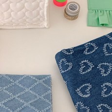 온더패브릭 청지원단 자가드 데님 2종 A5, 하트, 1개