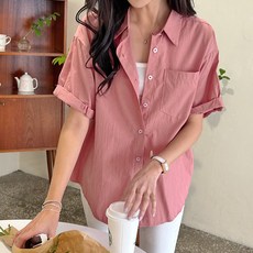 여성반팔셔츠
 요요 롤업 반팔 남방 빅사이즈 여름셔츠 반팔셔츠 카라셔츠