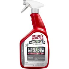 네이처스 미라클 어드밴스드 플래티넘 얼룩 냄새 제거제 바이러스 소독제, 32 Oz_for dogs, 1개