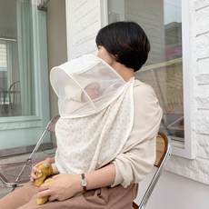 와이엠마마 여름용 아기띠커버 _ 로벨리아 아이보리 앞보기 겸용
