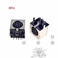 실드 암컷 7 원형 커넥터 직각 10 개 MD 4 미니 소켓 구멍 6 Din 8 3 PCB 관통 5 SM 핀, 8 Position