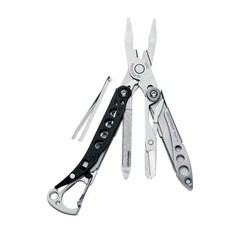 leatherman - 스프링 작동 가위 및 손질 도구가 있는 스타일의 ps 키체인 멀티툴, 검은 색, 1개