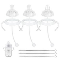 필립스 아벤트 천연 아기 젖병용 Sippy Cup 소프트 변환 키트 실리콘 빨대 젖꼭지가 있는 유아 전환 무게감 병 손잡이 클리닝 브러시 3팩