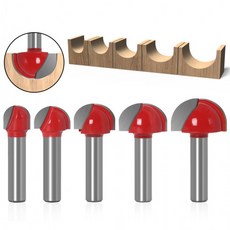 원형 트리머 비트 5종 트리머 비트 밀링 커터 라우터 절삭 공구 목공 합금날 홈파기 둥근바닥날, 1개