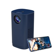 BiiYou 빔프로젝터 무선미러링 초소형 1080P 미니빔 프로젝터, 푸른 색