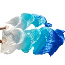 벨리 댄스 모조 실크 베일 팬 대나무 갈비 수제 염색 그라데이션, 1개, B.150x90cm