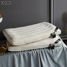 콘솜털 저베개 베갯잇 벨벳 충전 베개 성인 목 보호대, 콘솜베개베이지, 48*74, 1개