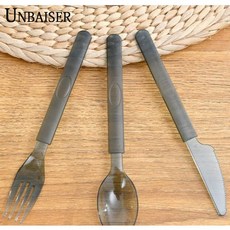 UNBAISER- 100 200 500 1000 대/몫 PS 일회용 나이프 포크 스푼 블랙 투명 고급 서양 식기 도매, 1000개