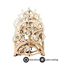 ROKR Store Shop 방문 ROKR 3D 나무 모델 키트 기어 시계-레이저 컷 진자 시계 모델 조립 키트-기계식 나, 원 컬러
