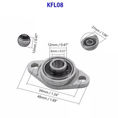 마름모 베어링 아연 합금 인서트 선형 샤프트 베개 블록 kfl08 KFL000 KFL001 KFL004 KFL005 KFL08 8mm 25mm 4 개 10, 10개