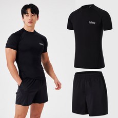 남자 머슬핏 반팔 래쉬가드 + 보드숏 반바지 상하의 세트