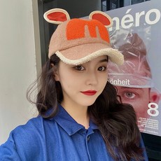 큐트 여성 심볼미키 트렌드 가을 타입 청년 헌팅캡 귀 보온 털 야구모자