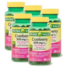 스프링밸리 크랜베리 500mg 플러스 비타민C 소프트젤 Spring Valley Cranberry, 5개, 60정