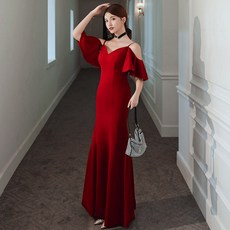 온달 나그랑원피스 권주복 신부 레드 끈나시 슬립 머메이드 하객 이브닝드레스 여성 웨딩드레스