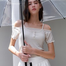 아워코모스 comos 1159 layered top off shoulder T-shirt (butter beige)