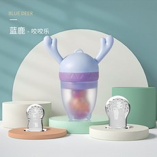 과일과 채소 즐거움 추진 물주머니 아기 물다 즐거움 아기 젖꼭지 달래다 과일 아교 실리콘 아교 젖꼭지, 블루[보통무침S.L.M]선물세트, 1개