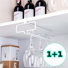 무지스 1+1 와인잔거치대 무타공 홀더 와인잔걸이 M11201, 화이트, 2개