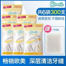 치실 cleanpik가는이빨 실봉 이쑤시게 쉽게부러지지않는 아치형 300개, 기본