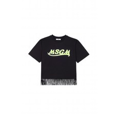 [엠에스지엠] [MSGM KIDS] 키즈 프린지 디테일 로고 반팔 티셔츠 블랙 KMG33Y