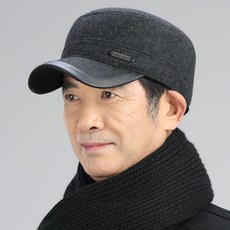 중년 남성 겨울 노인 스냅백 헌팅캡 두꺼운 보온 귀목 군모 아버지 모직