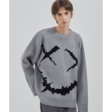 (국내배송) TRILLION 트릴리온 XX 스마일 그래픽 자카드 니트 (GRAY) GRAPHIC JACQUARD KNIT