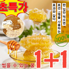 1+1 [100 % 자연산 유기농] 농가 천연 벌집꿀 천연벌집사양꿀 국내산 벌집꿀 토종 벌꿀집 천연벌집사양꿀, (1+1갑)250g