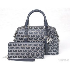151446 Michael Kor GINGER 네이비 로고 자가드 Duffel 사첼백 JET SET Continental 지갑