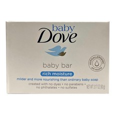 Baby Dove 도브 베이비 바 비누 리치 모이스처 89.9g(3.1온스) (2팩), Baby Dove 도브 베이비 바 비누, 리치 모이스처, 2개