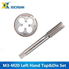 왼손 탭 및 다이 세트 2 개 HSS 기계 플러그 탭 다이 메트릭 나사산 탭 드릴 M3M6M8M10M12M14M16M18M20, [09] 2pcs M18x1.5 Set, 9) 2pcs M18x1.5 Set