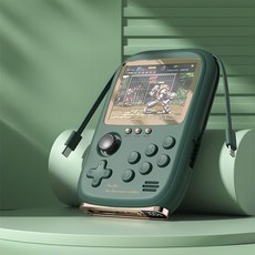 프리라이프 - 휴대용 레트로 미니 오락실 게임기 추억의게임 10000게임 자체 충전선 장착, DY-19, 녹색, DY-19