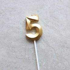 빅사이즈 생일초 케이크픽 특이한 메탈릭 골드 숫자초, 5, 1개, 15g 5, 1개