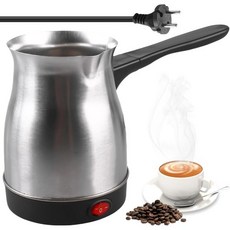 BAIFULAI 커피 머신 모카포트 에스프레소 포트 가정용 전기 터키식 800ml 손잡이가 달린 800W 스테인리스 스틸 주전자 모카 사무실 차용 다목적 퀵 메이커 여행용 14, Silver