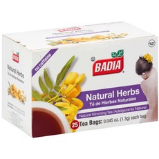바디아 네추럴 허브 티백 25개입 2팩 Badia Natural Herbs Tea Bags 25 ct - Palatize Pack of 2, 2개, 1g, 1g