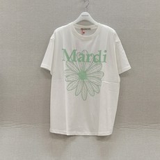 [국내정품] 마르디메크르디 2024 출시 칼라_TSHIRT FLOWERMARDI_반팔 티셔츠_아이보리 민트