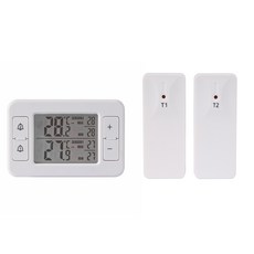 무선 변속기 온도계 LCD 디지털 알람 냉장고 전자 센서 실내 및, 1개, [01] 1Set