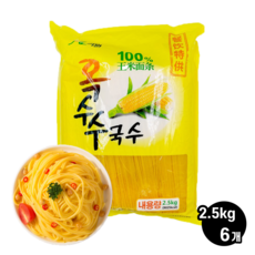 왕부정 중국식품 가원 옥수수면 옥국시 사리 소포장 건면 세트 옥수수국수, 2.5kg, 6개