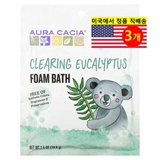 Aura Cacia 유아 어린이용 스킨 바디 케어 워시 클리어링 유칼립투스 거품 목욕제, 3개, 70g