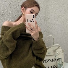 포린박스 오프숄더 루즈핏 박시 여리 여리 니트 스웨터 SY