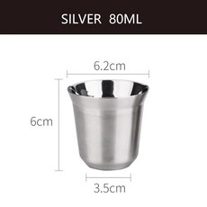 더블 레이어 커피 보온병 단열 휴대용 샷 머그잔 차 구획 핫, 1개, 10.Silver 80ml
