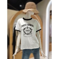 올리브데올리브 라운드넥 배색 레터링 반팔 티셔츠 YW4ME207(632008 )