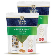 Manuka Health Honey Drops Propolis Pouch 마누카헬스 마누카 허니 꿀 드롭스 캔디 프로폴리스 파우치 뉴질랜드 250g 55로즌즈 2팩, 2개