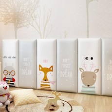 벽쿠션 벽매트 벽가드 보호대 아기 유아 놀이방 체육관 거실 A02820, 동물의집 8조각