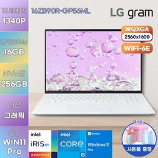 LG전자 WIN11 LG gram 16ZB90R-GP56ML 2023그램 가벼운 노트북 학생용 노트북, WIN11 Pro, 16GB, 256GB, 코어i5, 화이트