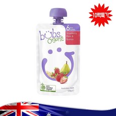 호주 Bubs 리얼 오가닉 배 퀴노아 딸기 맛 영유아 이유식 120g 10팩 Bubs Organic Strawberry Pear Quinoa 6 Months+ 120g 10pack, 10개