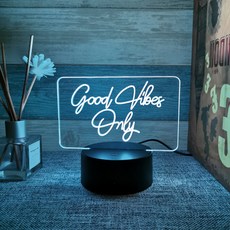 엔보 Good vibes only 발렌타인 데이 선물 좋은 느낌 만 3D 램프 장식 아크릴 LED 아이 나이트 라이트 베어 발렌타인 선물 선물, RGB, 1개