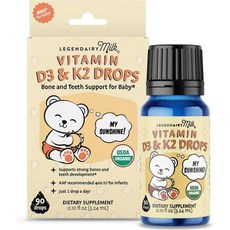 Legendairy Milk Baby Vitamin D3 K2 Liquid Drops 400 IU of Baby Vitamin D Drops for Infants with K2 D, 1개, 90ml